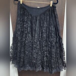 PUNK LABEL Bersey Johnson Vintage 80s Black Lace Crinoline Skirt OS